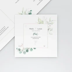 Faire-part Mariage Champêtre^Planet cards Cadre d’Eucalyptus Rose