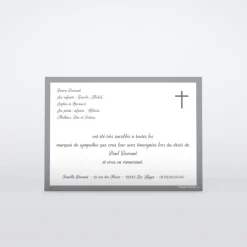 Faire-part Décès^Planet cards Cadre gris et croix