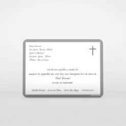 Faire-part Décès^Planet cards Cadre gris et croix
