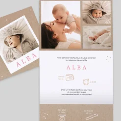 Faire-part Naissance Original | Faire-part Naissance Fille^Planet cards Carte d'identité et Kraft