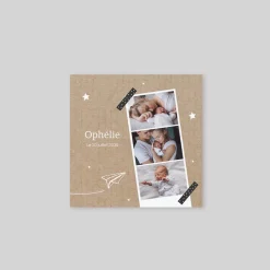 Faire-part Naissance Original | Faire-part Naissance Fille^Planet cards Carte d'identité Kraft et Etoiles