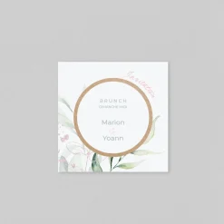 Carte D'invitation Mariage^Planet cards Cercle Bois et Eucalyptus Rose