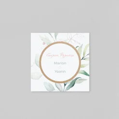 Coupon-réponse Mariage^Planet cards Cercle Bois et Eucalyptus Rose