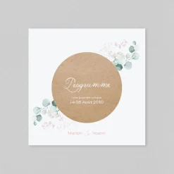 Programme De Mariage^Planet cards Cercle Bois et Eucalyptus Rose
