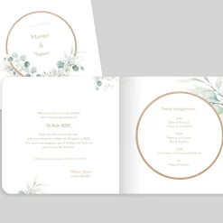 Faire-part Mariage Champêtre | Gamme Complète^Planet cards Cercle bois et eucalyptus rose