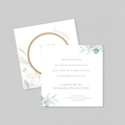 Carte D'invitation Mariage^Planet cards Cercle Bois et Eucalyptus Rose