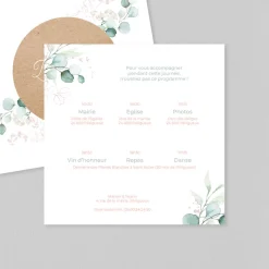 Programme De Mariage^Planet cards Cercle Bois et Eucalyptus Rose