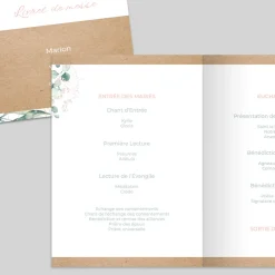 Livret De Messe Mariage^Planet cards Cercle Bois et Eucalyptus Rose