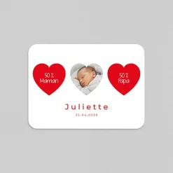 Faire-part Naissance Fille^Planet cards Coeur d'amour
