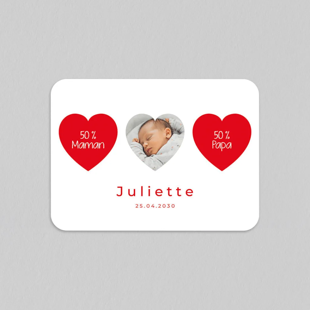 Faire-part Naissance Fille^Planet cards Coeur d'amour