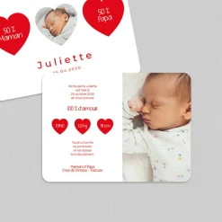Faire-part Naissance Fille^Planet cards Coeur d'amour