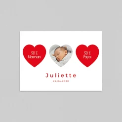 Faire-part Naissance Fille^Planet cards Coeur d'amour