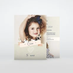 Carte Invitation Anniversaire Enfant Fille^Planet cards Coeur de Lin