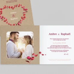 Faire-part Mariage Champêtre^Planet cards Coeur et Eucalyptus Rouge