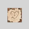 Save The Date^Planet cards Coeur gravé sur Bois