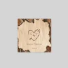Coupon-réponse Mariage^Planet cards Coeur gravé sur Bois