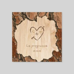 Programme De Mariage^Planet cards Coeur gravé sur Bois