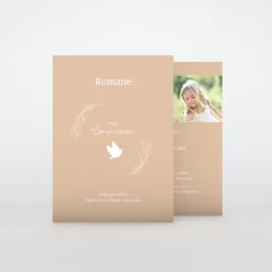 Faire-part Communion^Planet cards Colombe Blanche