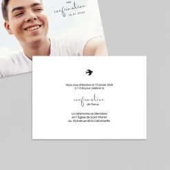 Faire-part Confirmation^Planet cards Colombe et Ciel