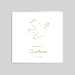 Faire-part Baptême Champêtre | Faire-part Baptême Fille^Planet cards Colombe élégante