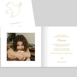 Faire-part Communion^Planet cards Colombe élégante et communion