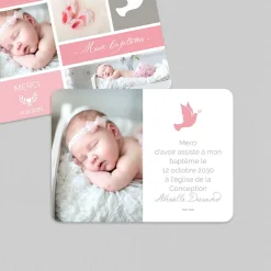 Carte Remerciement Baptême Animaux^Planet cards Colombe paix