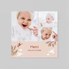 Carte Remerciement Baptême Animaux | Carte Remerciement Baptême Fille^Planet cards Colombes et Végétaux Fille