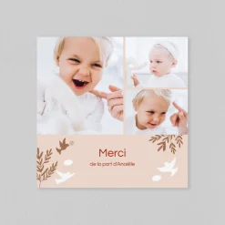 Carte Remerciement Baptême Animaux | Carte Remerciement Baptême Fille^Planet cards Colombes et Végétaux Fille