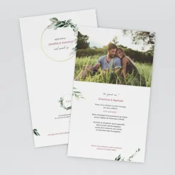Faire-part Mariage Champêtre^Planet cards Composition d'Eucalyptus