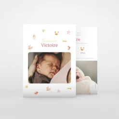 Faire-part Naissance Animaux | Faire-part Naissance Fille^Planet cards Coquillages Et Crustacés Fille
