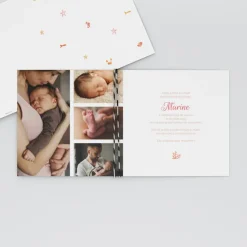 Faire-part Naissance Animaux | Faire-part Naissance Fille^Planet cards Coquillages Et Étoiles De Mer Fille