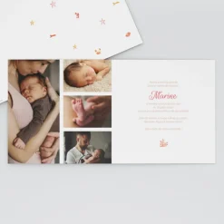 Faire-part Naissance Animaux | Faire-part Naissance Fille^Planet cards Coquillages Et Étoiles De Mer Fille