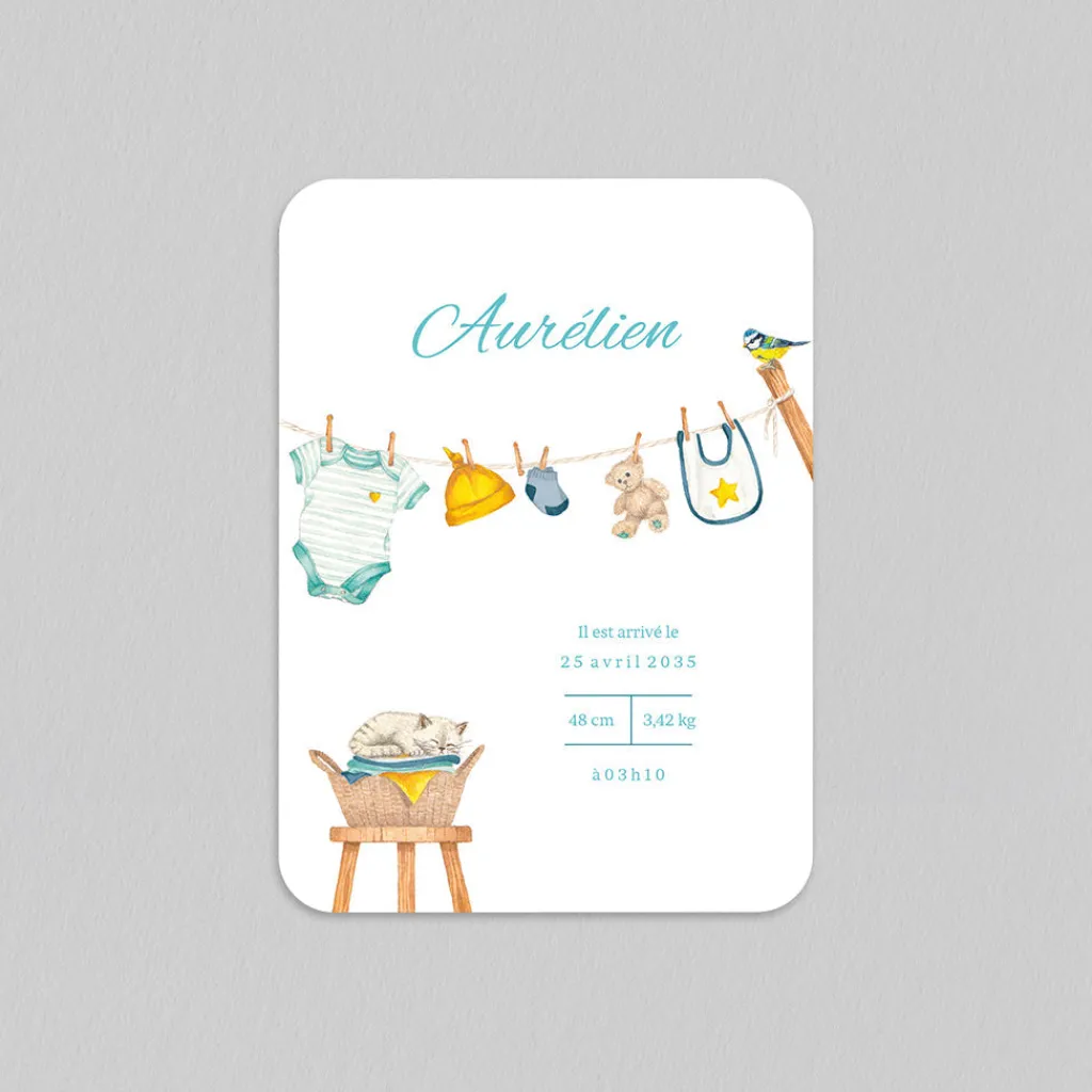 Faire-part Naissance Animaux | Créations En Collaboration^Planet cards Corde à Linge