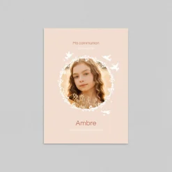 Faire-part Communion^Planet cards Couronne de Colombes Fille
