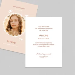 Faire-part Communion^Planet cards Couronne de Colombes Fille
