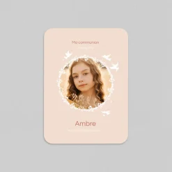 Faire-part Communion^Planet cards Couronne de Colombes Fille