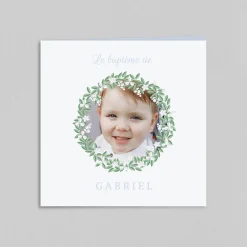 Faire-part Baptême Civil | Faire-part Baptême Garçon^Planet cards Couronne De Fleurs Blanches