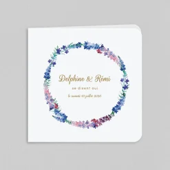 Faire-part Mariage Champêtre^Planet cards Couronne Delphinium