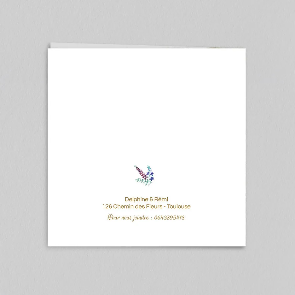 Faire-part Mariage Champêtre^Planet cards Couronne Delphinium