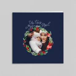 Carte De Noël Photo^Planet cards Couronne et Baies Rouges