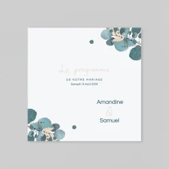 Programme De Mariage^Planet cards Couronne Eucalyptus et Fleurs Séchées