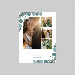 Carte Remerciement Mariage Champêtre^Planet cards Couronne Eucalyptus et Fleurs Séchées