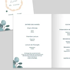 Livret De Messe Mariage^Planet cards Couronne Eucalyptus et Fleurs Séchées