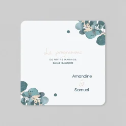 Programme De Mariage^Planet cards Couronne Eucalyptus et Fleurs Séchées