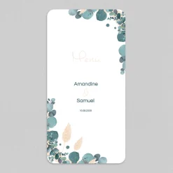 Menu De Mariage^Planet cards Couronne Eucalyptus et Fleurs Séchées