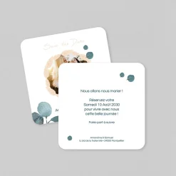Save The Date^Planet cards Couronne Eucalyptus et Fleurs Séchées