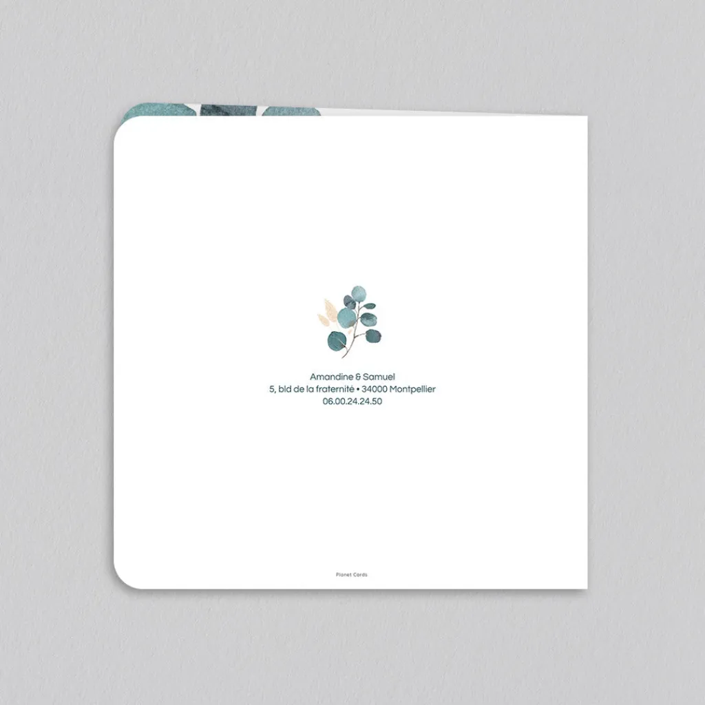 Faire-part Mariage Champêtre | Gamme Complète^Planet cards Couronne eucalyptus et fleurs séchées