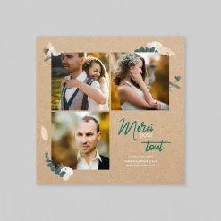 Carte Remerciement Mariage Champêtre^Planet cards Couronne Eucalyptus et Hortensia
