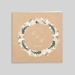 Faire-part Mariage Bohème | Faire-part Mariage Champêtre^Planet cards Couronne Eucalyptus et Hortensia