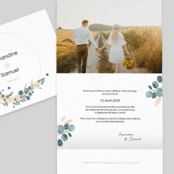 Faire-part Mariage Bohème | Faire-part Mariage Champêtre^Planet cards Couronne Eucalyptus et Végétal